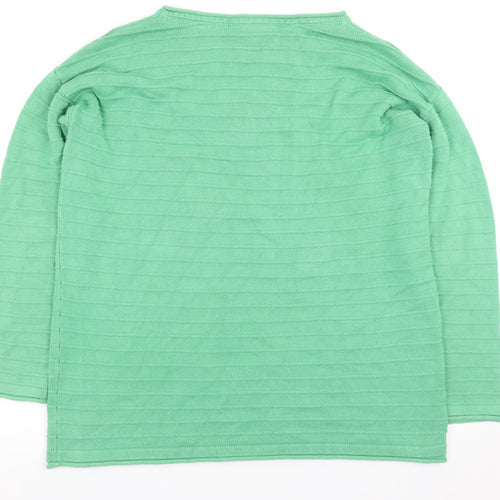 Crew Clothing Women Green Cotton Acrylic Boat Neck Jumper Size 18