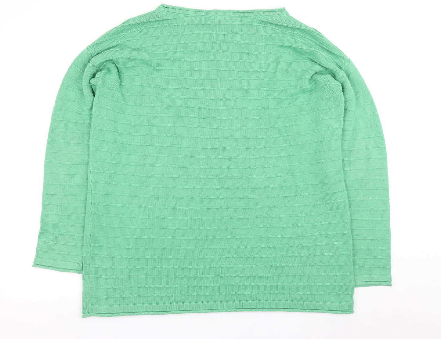 Crew Clothing Women Green Cotton Acrylic Boat Neck Jumper Size 18