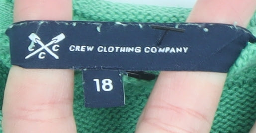 Crew Clothing Women Green Cotton Acrylic Boat Neck Jumper Size 18