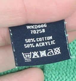 Crew Clothing Women Green Cotton Acrylic Boat Neck Jumper Size 18