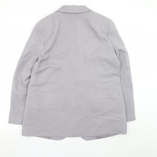 Primark Women's Grey Blazer Size 12 Regular Fit Single-Breasted Jacket