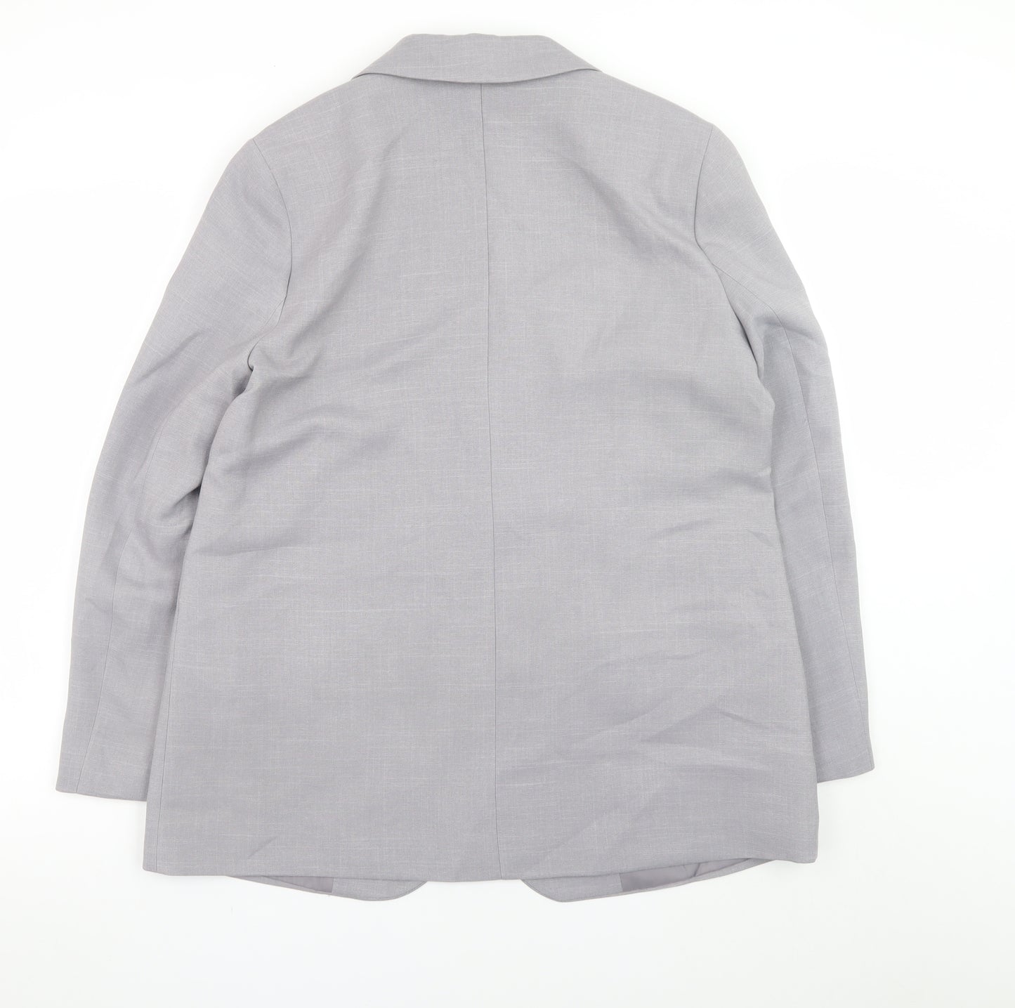 Primark Women's Grey Blazer Size 12 Regular Fit Single-Breasted Jacket