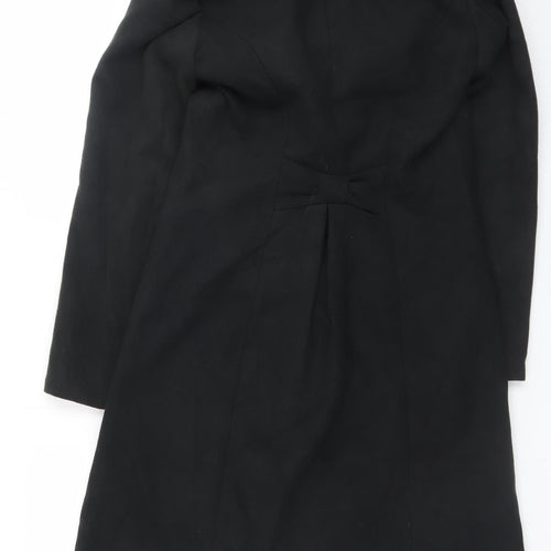 bpc selection Women Black Faux Fur Collar Long Overcoat Size 10