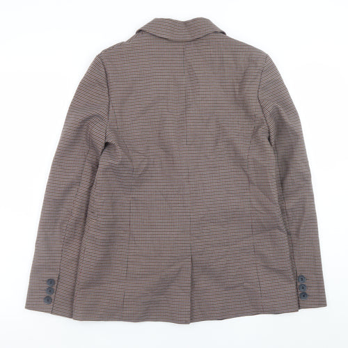 Hobbs Women’s Brown Check Blazer UK 8 Classic Lined Mid-Length Jacket