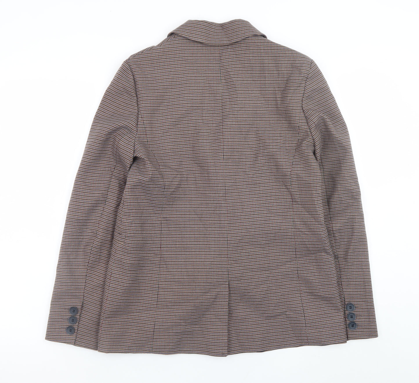 Hobbs Women’s Brown Check Blazer UK 8 Classic Lined Mid-Length Jacket