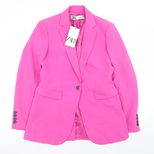 ZARA Womens Pink Slim Fit Blazer Jacket Size S Smart Workwear