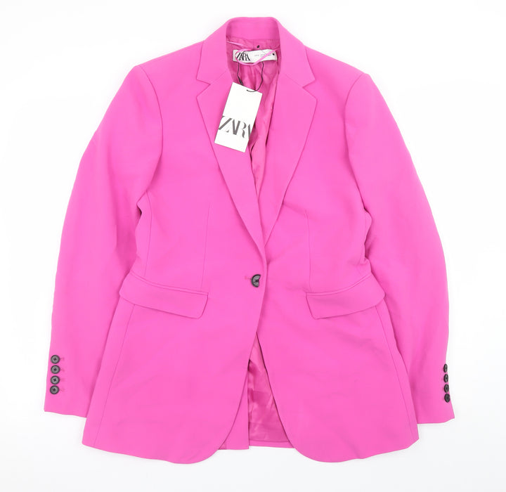 ZARA Womens Pink Slim Fit Blazer Jacket Size S Smart Workwear
