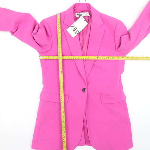 ZARA Womens Pink Slim Fit Blazer Jacket Size S Smart Workwear