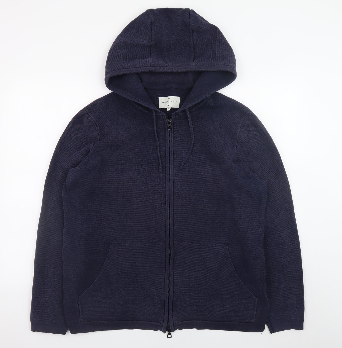 Jasper Conran Men's Blue Cotton Hooded Zip Jacket L