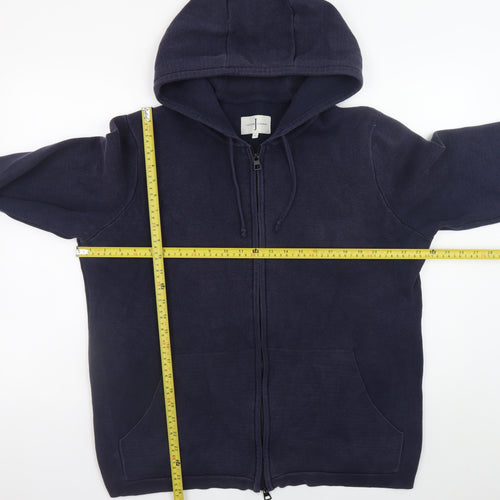 Jasper Conran Men's Blue Cotton Hooded Zip Jacket L