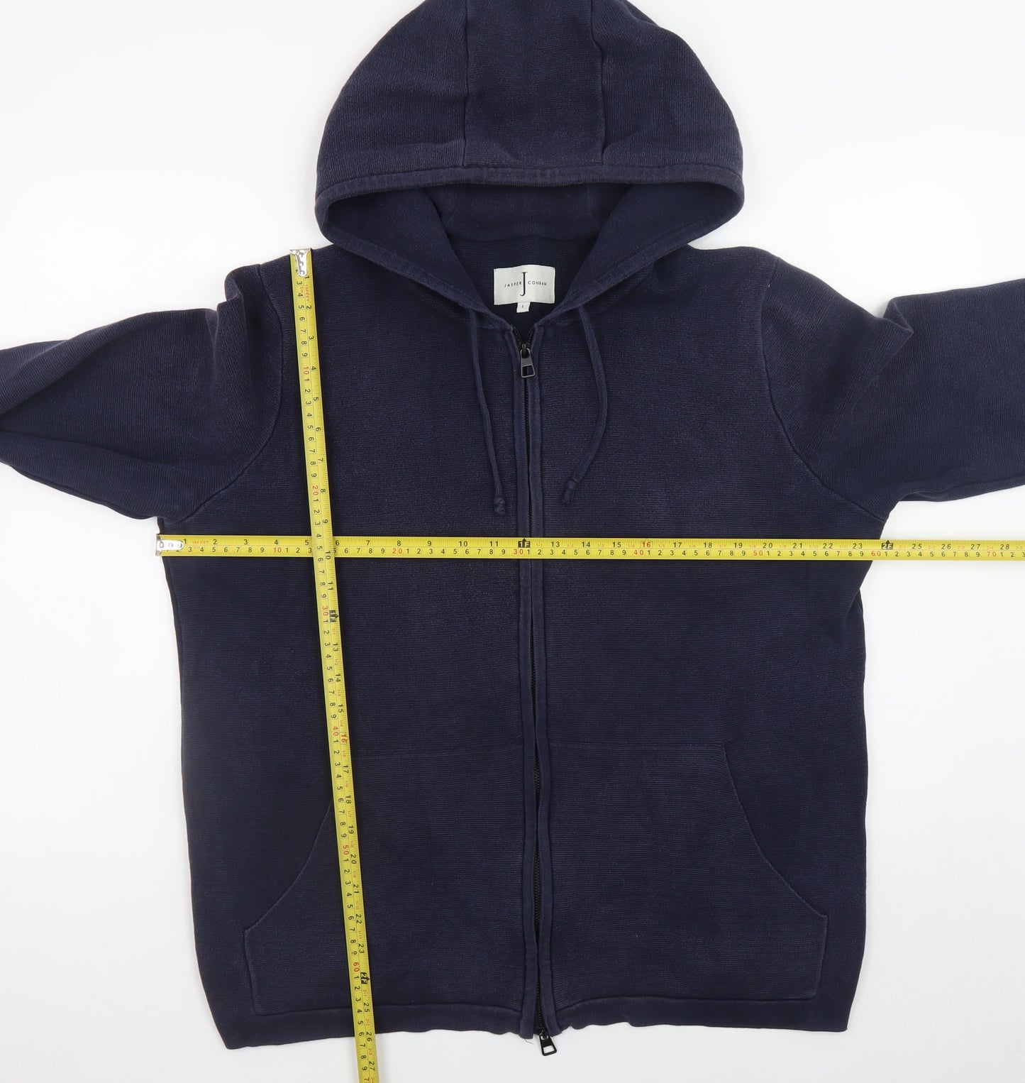 Jasper Conran Men's Blue Cotton Hooded Zip Jacket L