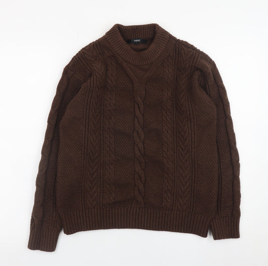 Next Women's Brown Cable-Knit Crew Neck Jumper Size 12