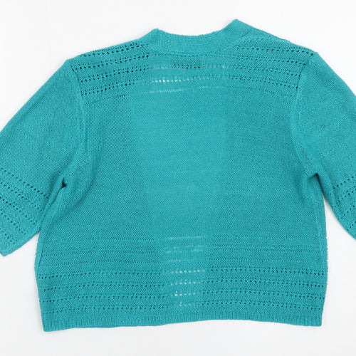 Marks and Spencer Women’s Blue Open Knit 3/4 Sleeve Cardigan UK 8