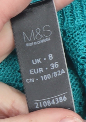 Marks and Spencer Women’s Blue Open Knit 3/4 Sleeve Cardigan UK 8