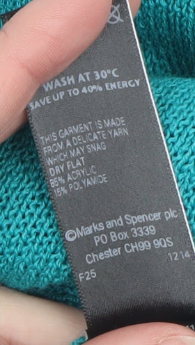 Marks and Spencer Women’s Blue Open Knit 3/4 Sleeve Cardigan UK 8