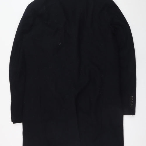 HYMN Men’s Black Wool Blend Mid-Length Overcoat L