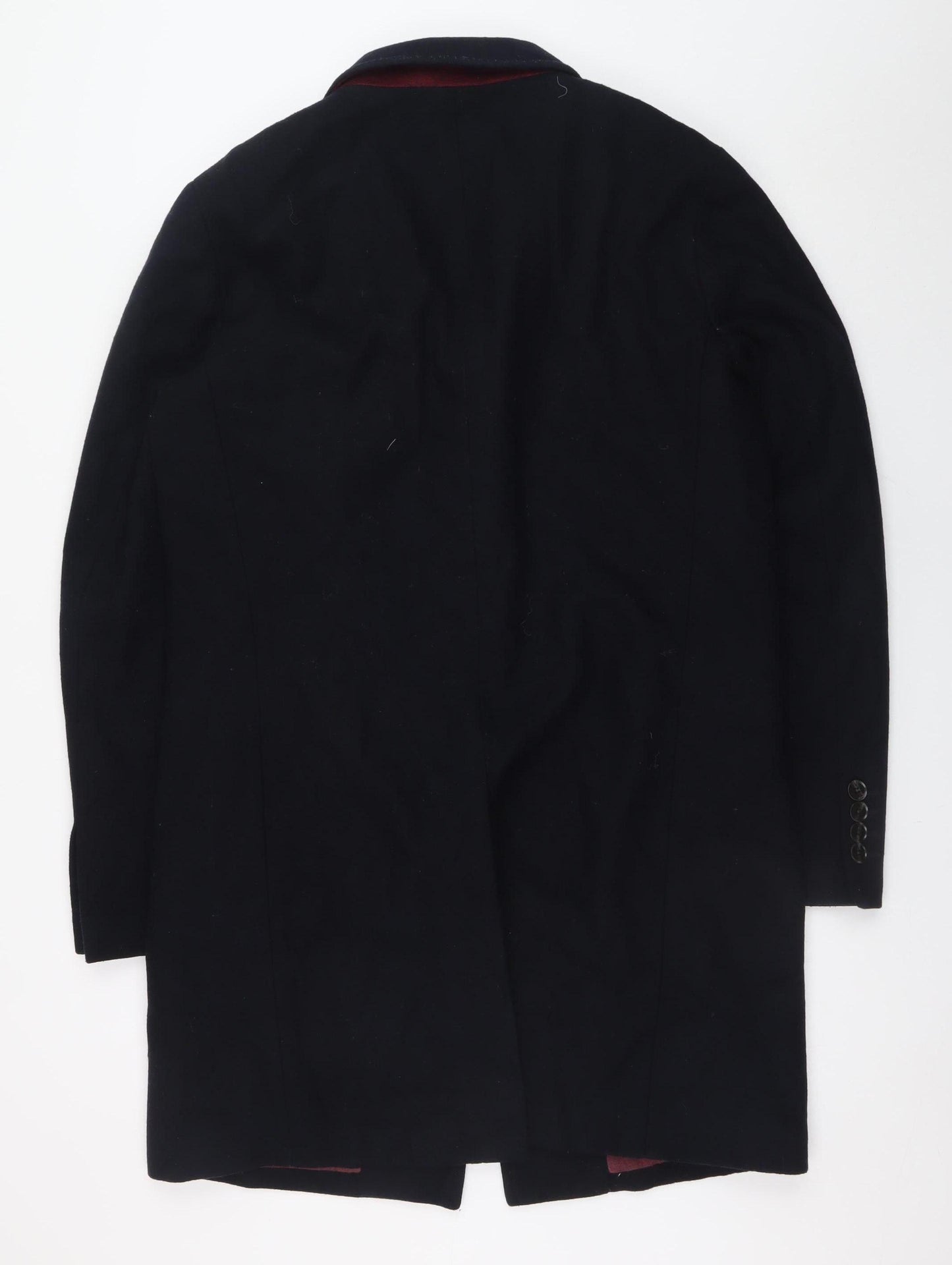 HYMN Men’s Black Wool Blend Mid-Length Overcoat L