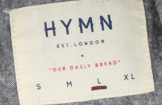 HYMN Men’s Black Wool Blend Mid-Length Overcoat L