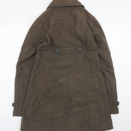 White Stuff Women's Brown Cotton Trench Coat Size 8 Long Sleeve