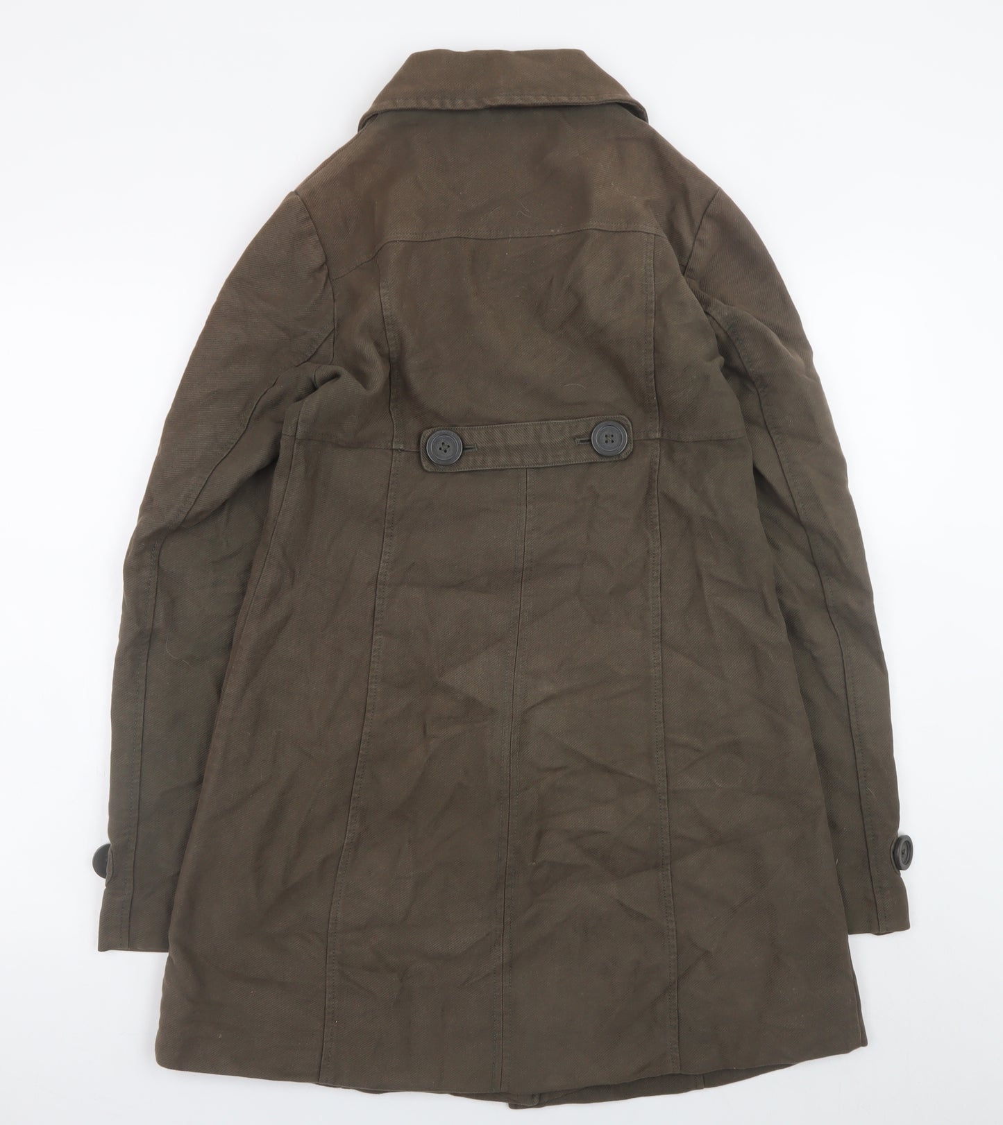 White Stuff Women's Brown Cotton Trench Coat Size 8 Long Sleeve