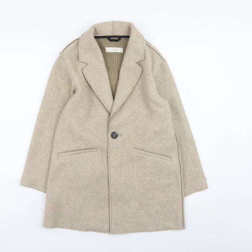 Mango Girls Beige Mid-Length Wool-Look Coat 8-9 Years Single-Breasted