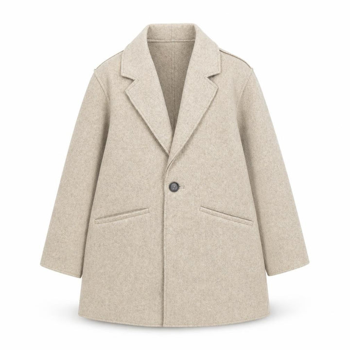Mango Girls Beige Mid-Length Wool-Look Coat 8-9 Years Single-Breasted