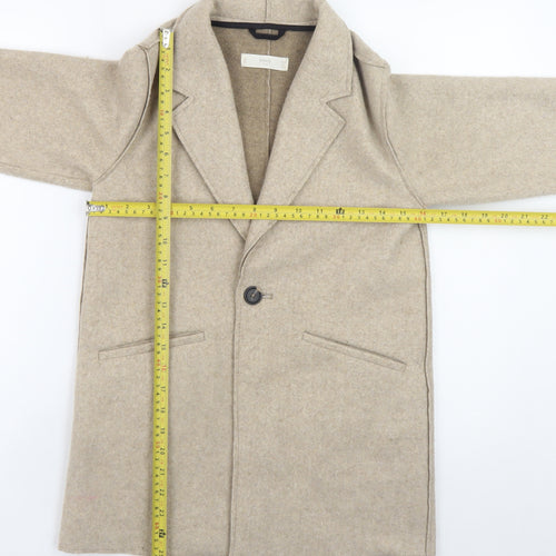 Mango Girls Beige Mid-Length Wool-Look Coat 8-9 Years Single-Breasted