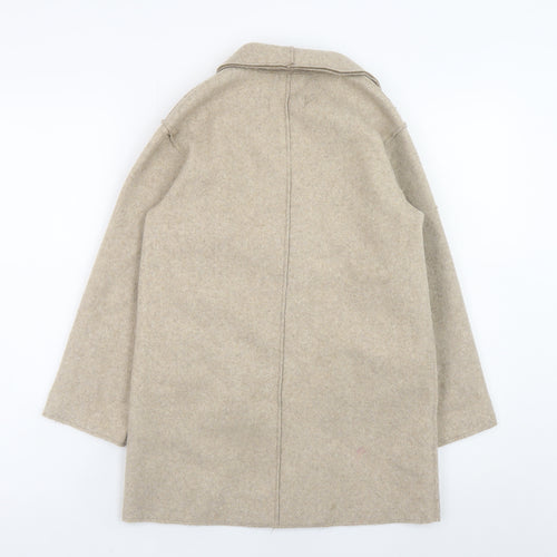 Mango Girls Beige Mid-Length Wool-Look Coat 8-9 Years Single-Breasted