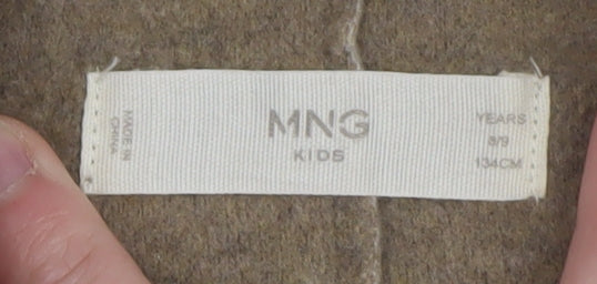 Mango Girls Beige Mid-Length Wool-Look Coat 8-9 Years Single-Breasted