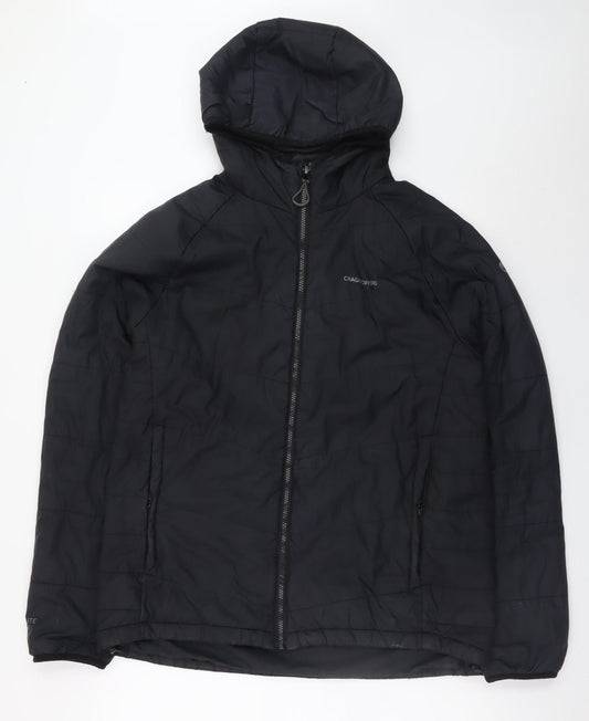Craghoppers Men's Black Hooded Puffer Jacket Size L Waterproof Outdoor