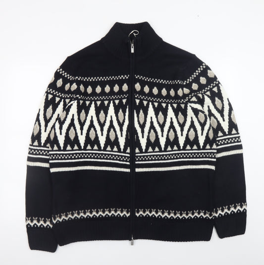 Marks and Spencer Men’s Black Fair Isle Full Zip Jumper XL