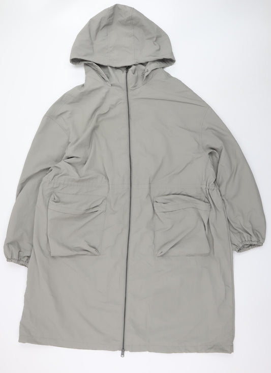 Marks and Spencer Women’s Grey Long Hooded Parka Coat Size 24