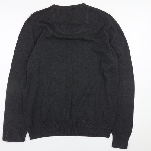 Baumler Men’s Grey Cotton V-Neck Jumper Size M Classic Knit