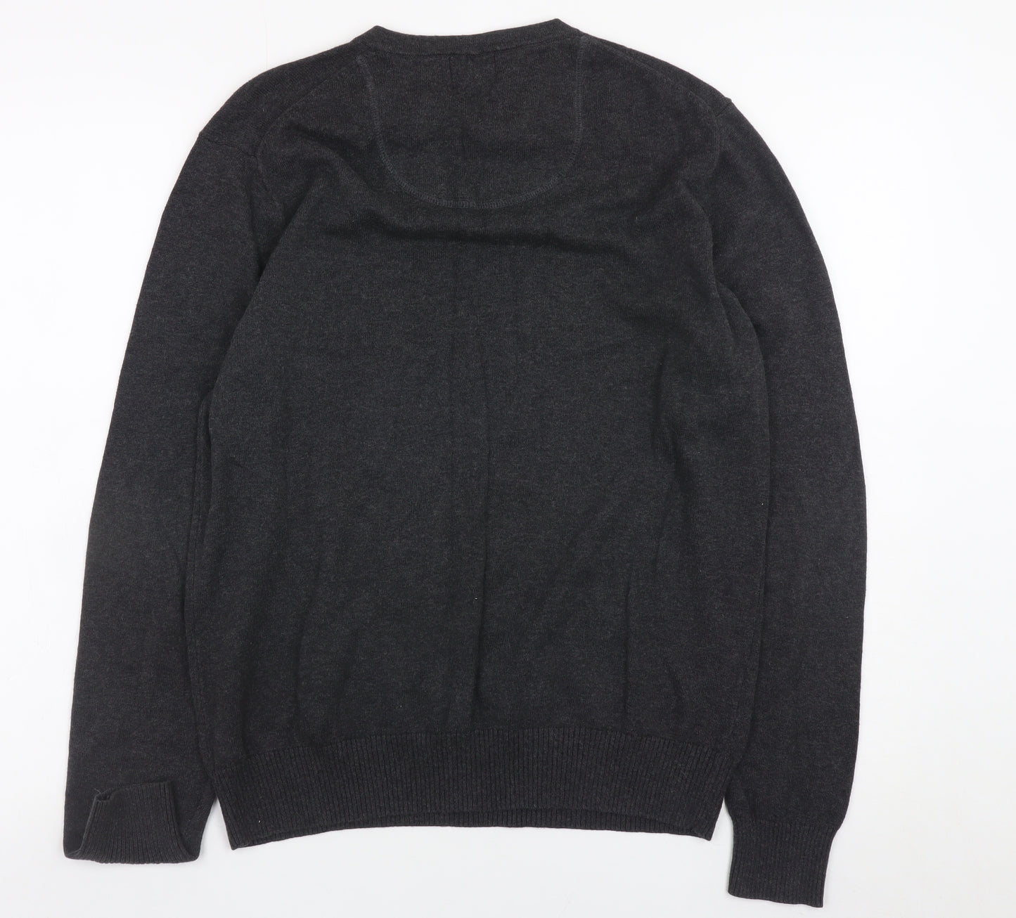 Baumler Men’s Grey Cotton V-Neck Jumper Size M Classic Knit