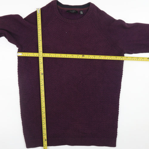 Ted Baker Men's Purple Cotton Wool Crew Neck Jumper Size M