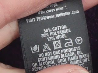 Ted Baker Men's Purple Cotton Wool Crew Neck Jumper Size M