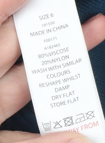 Editor's Cut Women's Blue V-Neck Ribbed Long Sleeve Pullover Jumper Size 6