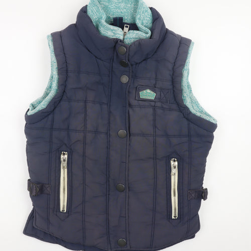 Superdry Men's Blue Alpine Sport Puffer Waistcoat Lined Cotton Blend L
