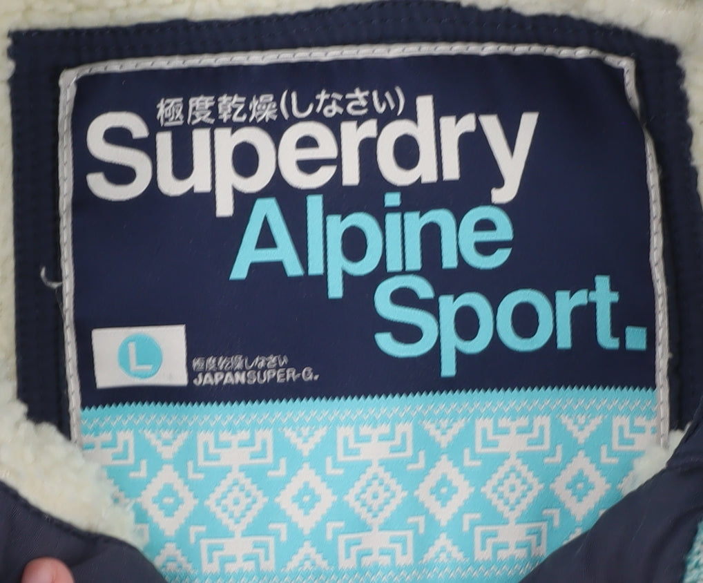 Superdry Men's Blue Alpine Sport Puffer Waistcoat Lined Cotton Blend L