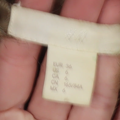 H&M Women Beige Wool Blend Biker Jacket Size 8 with Fur Collar