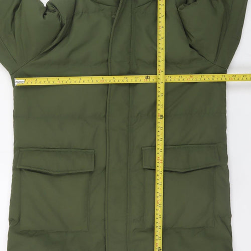 Uniqlo Boys Green 11-12 Years Hooded Puffer Jacket Winter Coat
