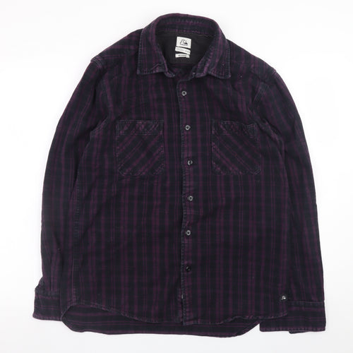 Quiksilver Men's Purple Check Flannel Button-Up Shirt Size M