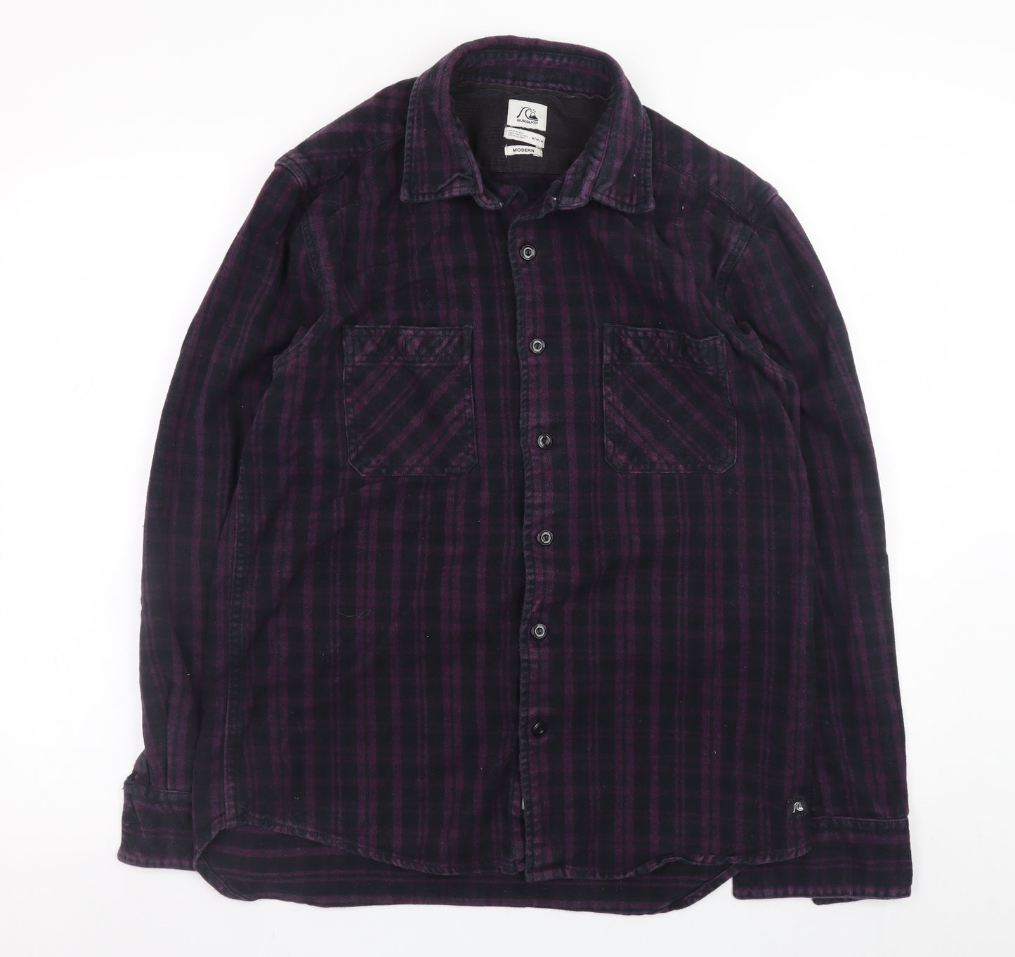 Quiksilver Men's Purple Check Flannel Button-Up Shirt Size M