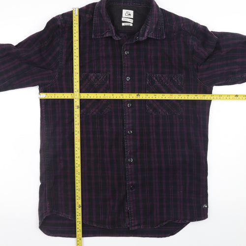 Quiksilver Men's Purple Check Flannel Button-Up Shirt Size M