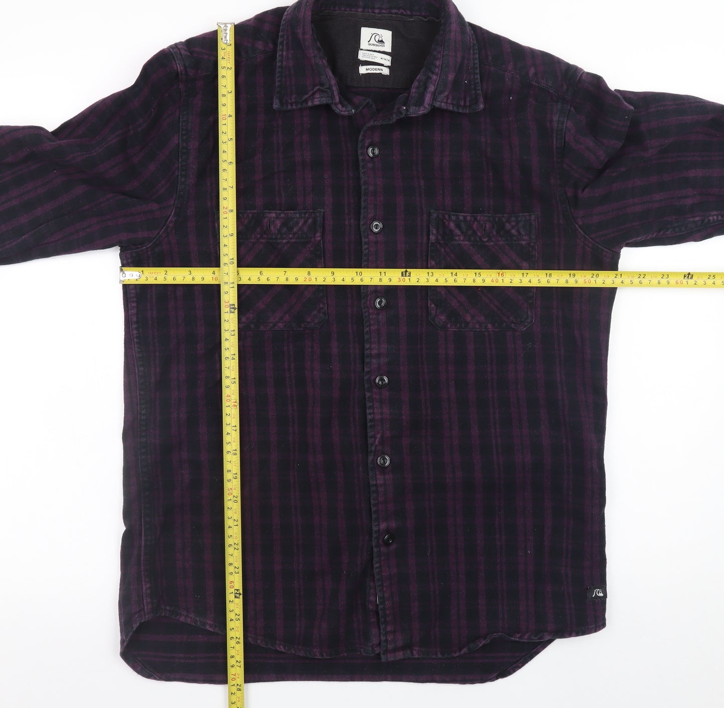 Quiksilver Men's Purple Check Flannel Button-Up Shirt Size M