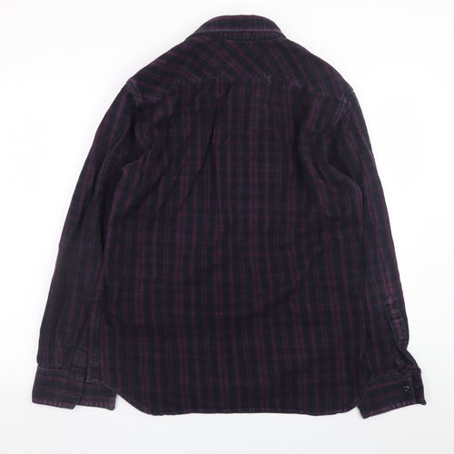 Quiksilver Men's Purple Check Flannel Button-Up Shirt Size M