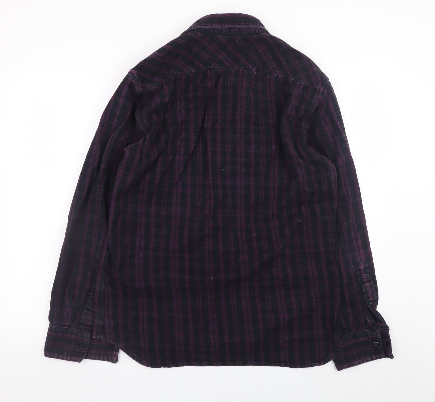 Quiksilver Men's Purple Check Flannel Button-Up Shirt Size M