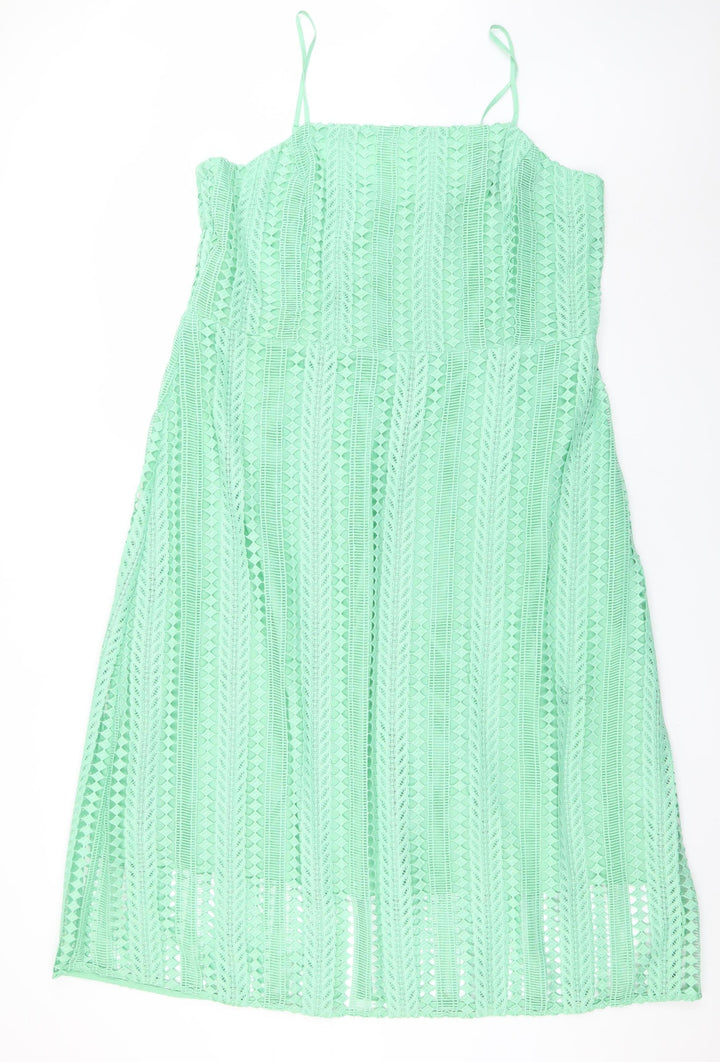 Marks and Spencer Women Green Lace Midi Slip Dress Size 18
