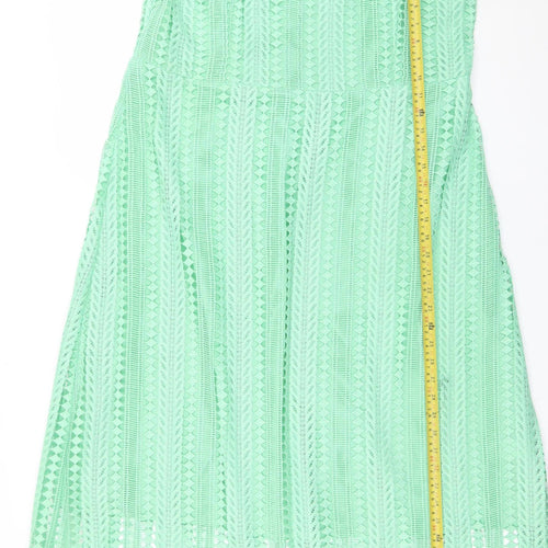 Marks and Spencer Women Green Lace Midi Slip Dress Size 18