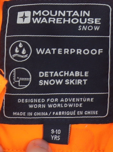 Mountain Warehouse Boys Orange Waterproof Ski Jacket 9-10 Years Hooded Winter Coat